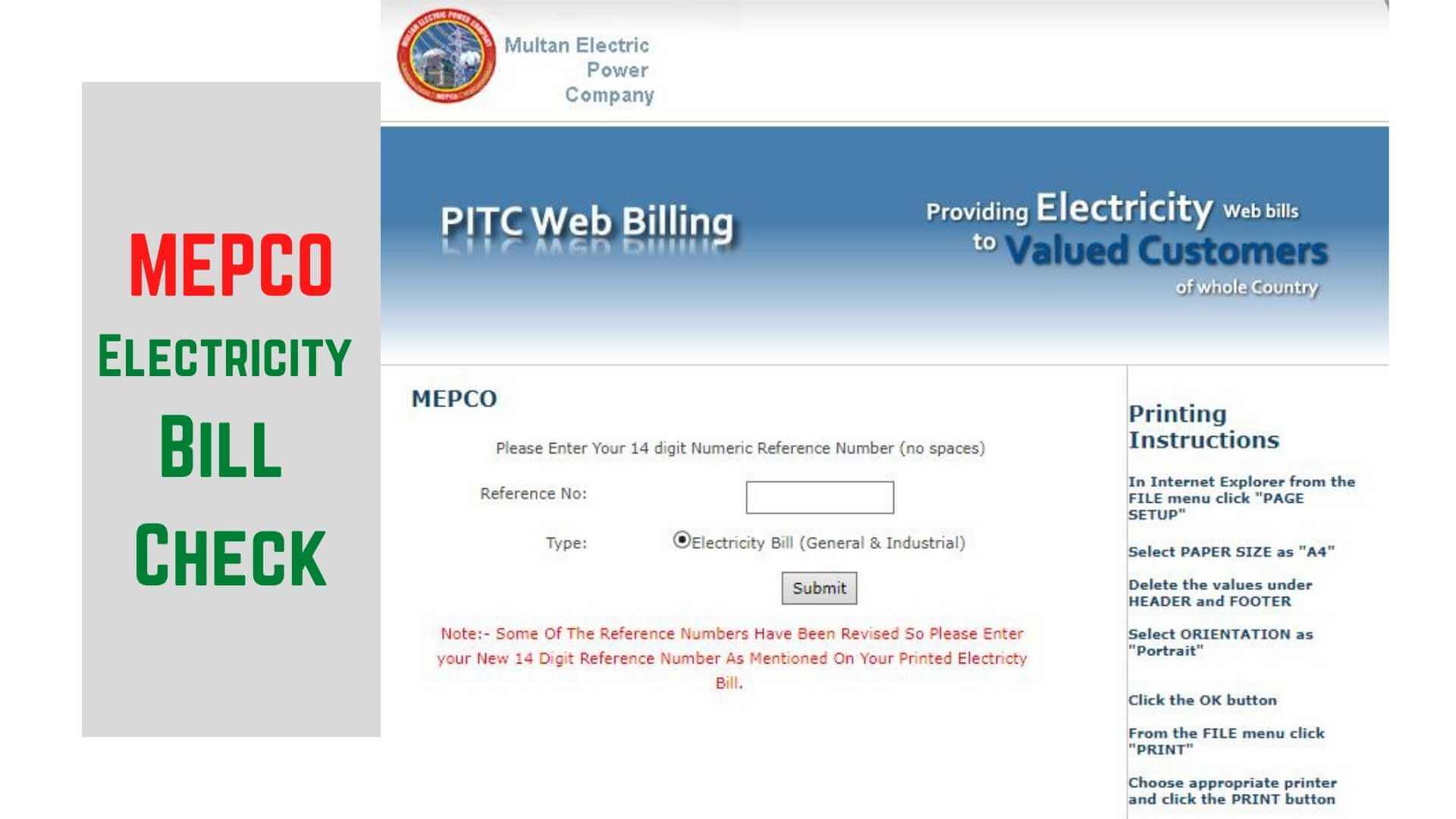 Check Electricity Bill Online in Multan – MEPCO